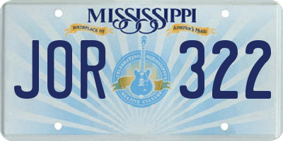 MS license plate JOR322