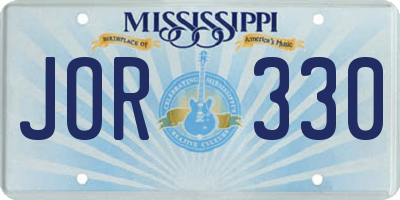 MS license plate JOR330
