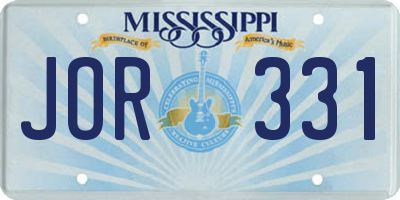 MS license plate JOR331