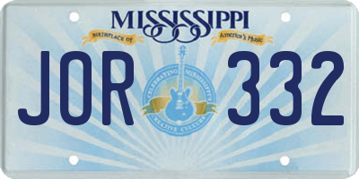MS license plate JOR332