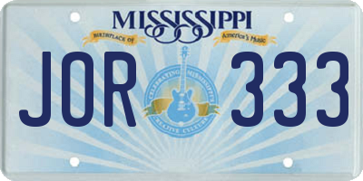 MS license plate JOR333