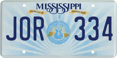 MS license plate JOR334