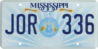 MS license plate JOR336