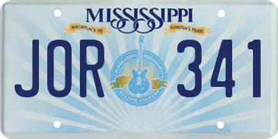 MS license plate JOR341