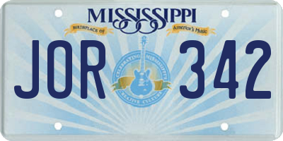 MS license plate JOR342