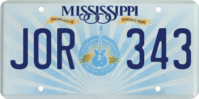 MS license plate JOR343