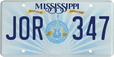 MS license plate JOR347
