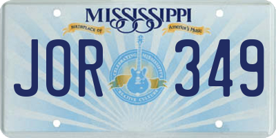 MS license plate JOR349