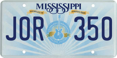 MS license plate JOR350
