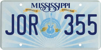 MS license plate JOR355
