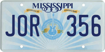 MS license plate JOR356