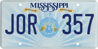 MS license plate JOR357
