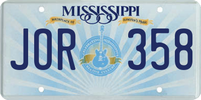 MS license plate JOR358