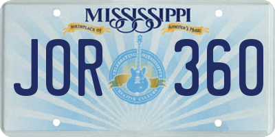MS license plate JOR360
