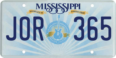 MS license plate JOR365
