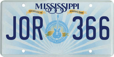 MS license plate JOR366