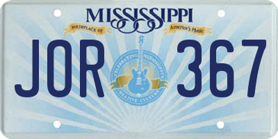 MS license plate JOR367