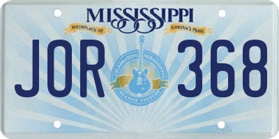 MS license plate JOR368
