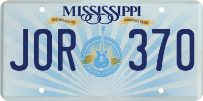 MS license plate JOR370