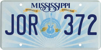 MS license plate JOR372
