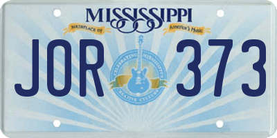MS license plate JOR373