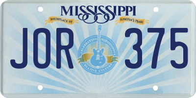 MS license plate JOR375