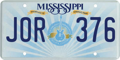 MS license plate JOR376