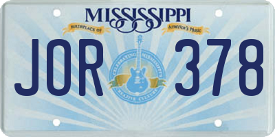 MS license plate JOR378