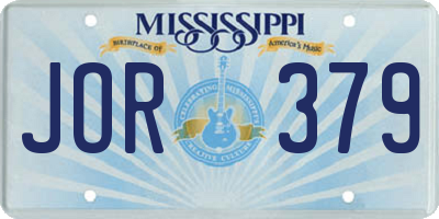 MS license plate JOR379