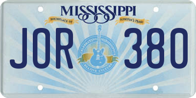 MS license plate JOR380