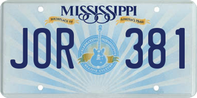 MS license plate JOR381