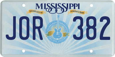 MS license plate JOR382