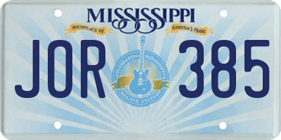 MS license plate JOR385