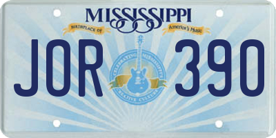MS license plate JOR390