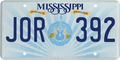 MS license plate JOR392