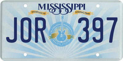 MS license plate JOR397