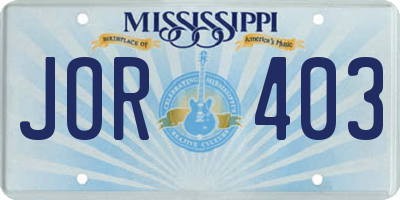 MS license plate JOR403