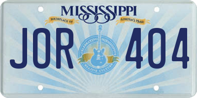 MS license plate JOR404