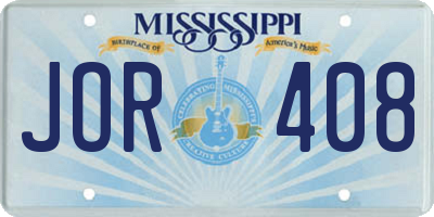 MS license plate JOR408