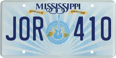 MS license plate JOR410