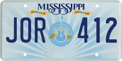 MS license plate JOR412