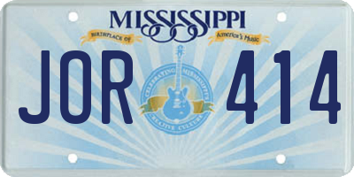 MS license plate JOR414