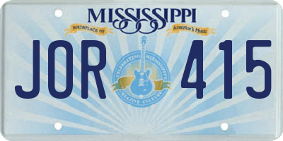 MS license plate JOR415