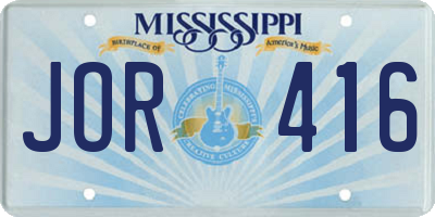 MS license plate JOR416