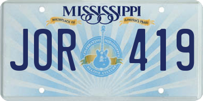 MS license plate JOR419