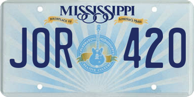 MS license plate JOR420