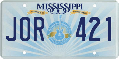 MS license plate JOR421