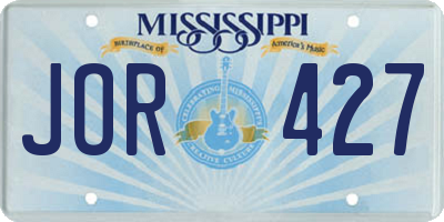 MS license plate JOR427