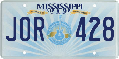 MS license plate JOR428