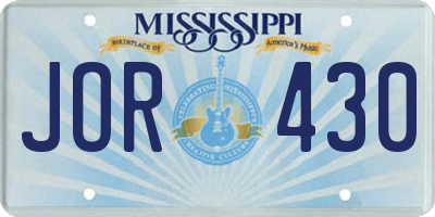 MS license plate JOR430